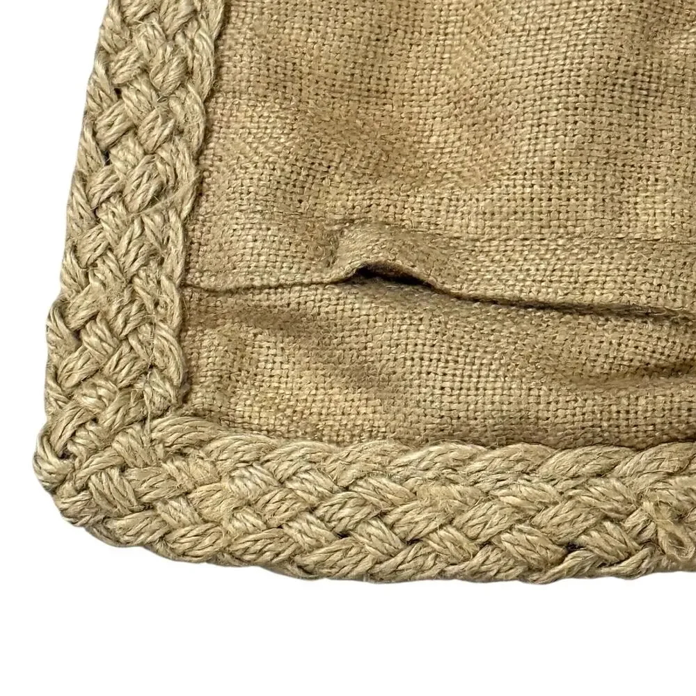 Pottery Barn 100% Linen Accent Pillow Cover Beige Jute Woven Trim 20x20